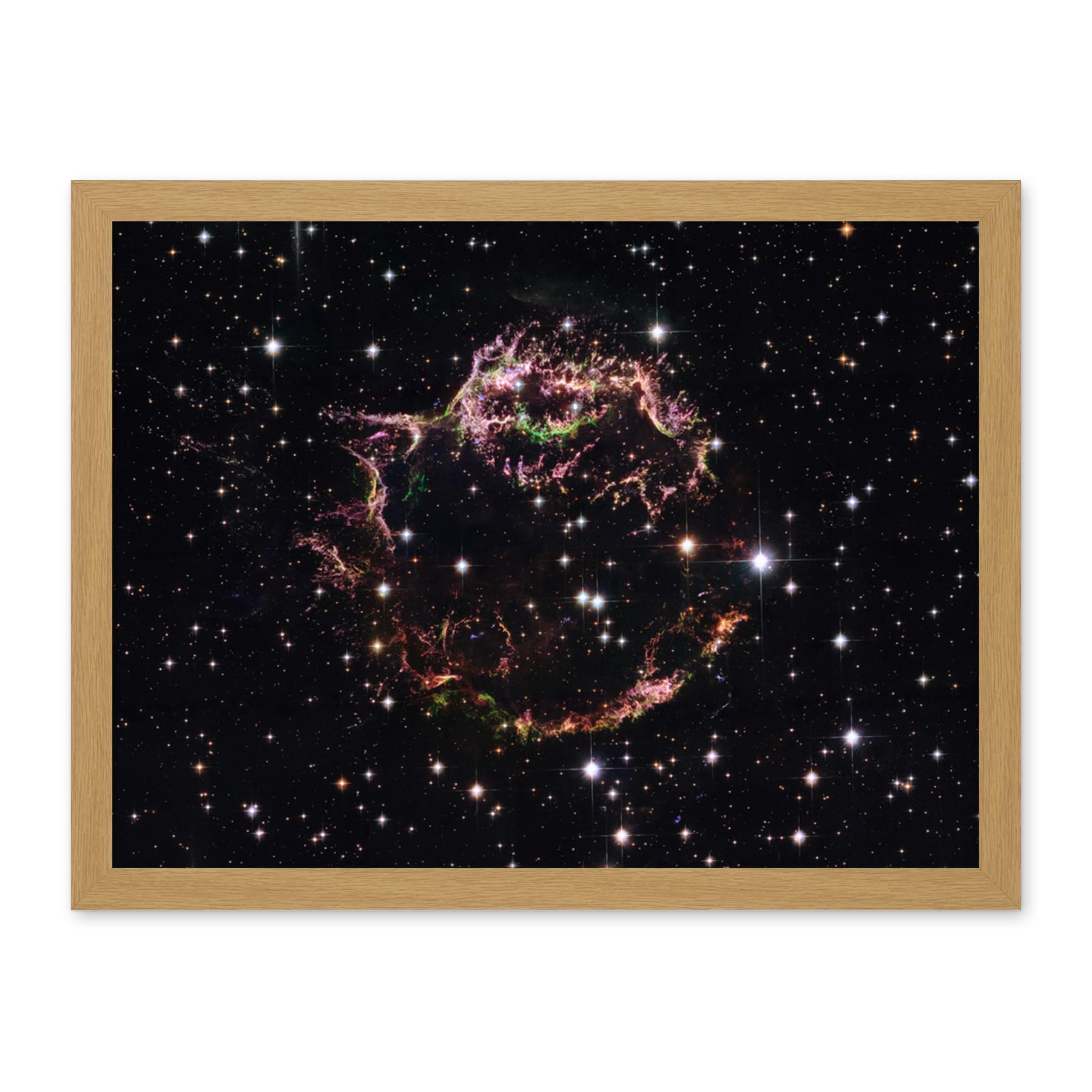 Artery8 Hubble Space Telescope Image Supernova Remnant Cassiopeia March 2004 Composite Structure Star Fragments Youngest Stellar Explosion Milky Way Artwork Framed Wall Art Print 18X24 Inch