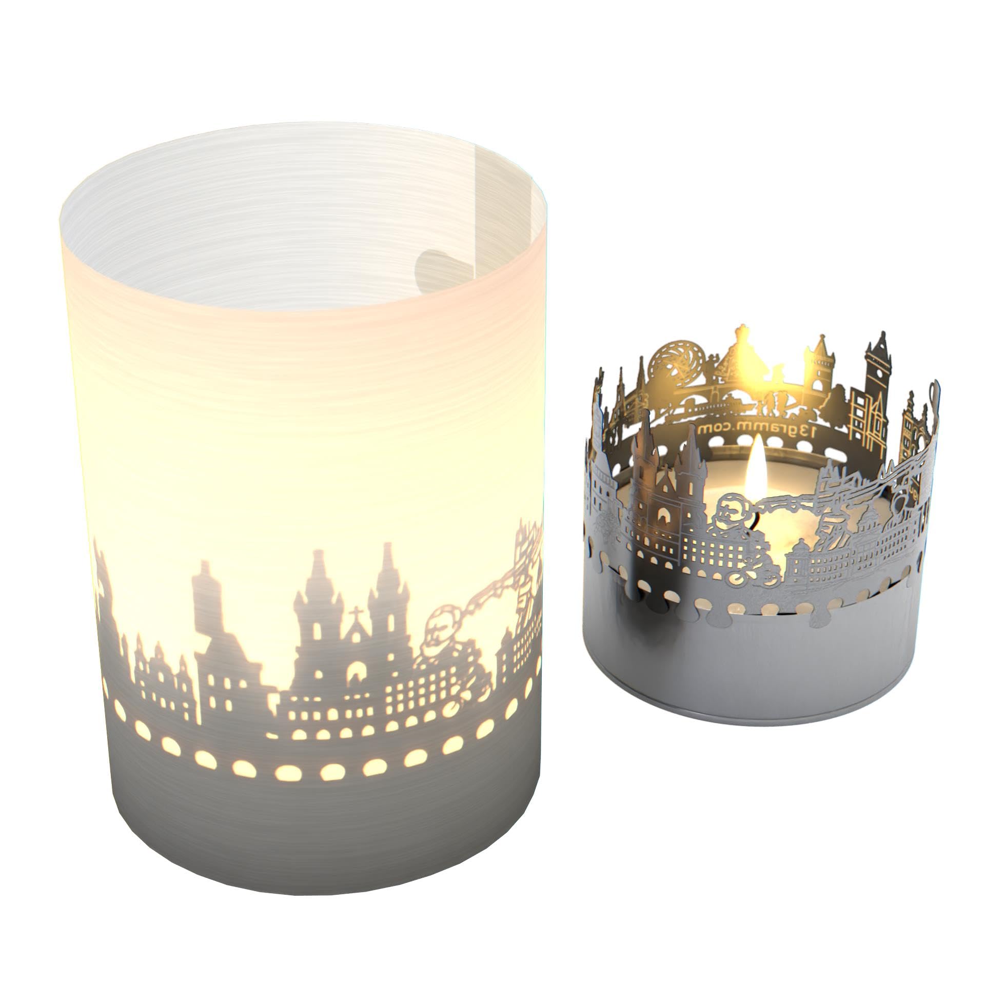 13Gramm Europe - Prague Prague Skyline Gift Tube Candle - Beautiful Shadow Play Of Landmarks And Silhouettes - Perfect Souvenir For Prague Fans - Unique Home Décor
