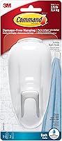 Command Bath Hook with Water-Resistant Strips - Damage-Free Bathroom Organizer, Holds 2 lbs, 1-Hook 2-Strips