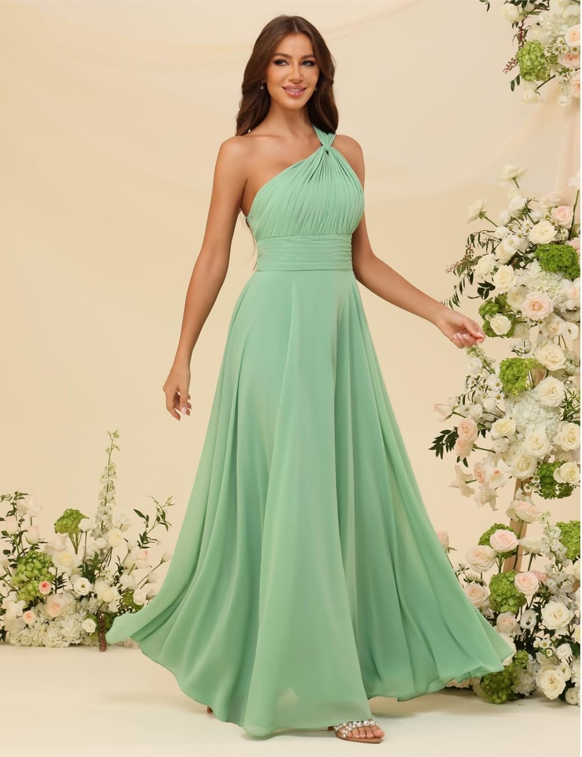 ForElise One Shoulder Bridesmaid Dresses for Women Chiffon A Line Pleated Long Formal Evening Gowns - Image 6