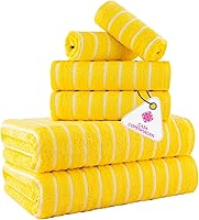 Vista 35 de CASA COPENHAGEN Solitaire - Juego de toallas de 6 piezas, color blanco brillante, 21.16 oz/m², 2 toallas de baño, 2 toallas de mano, 2 toallas