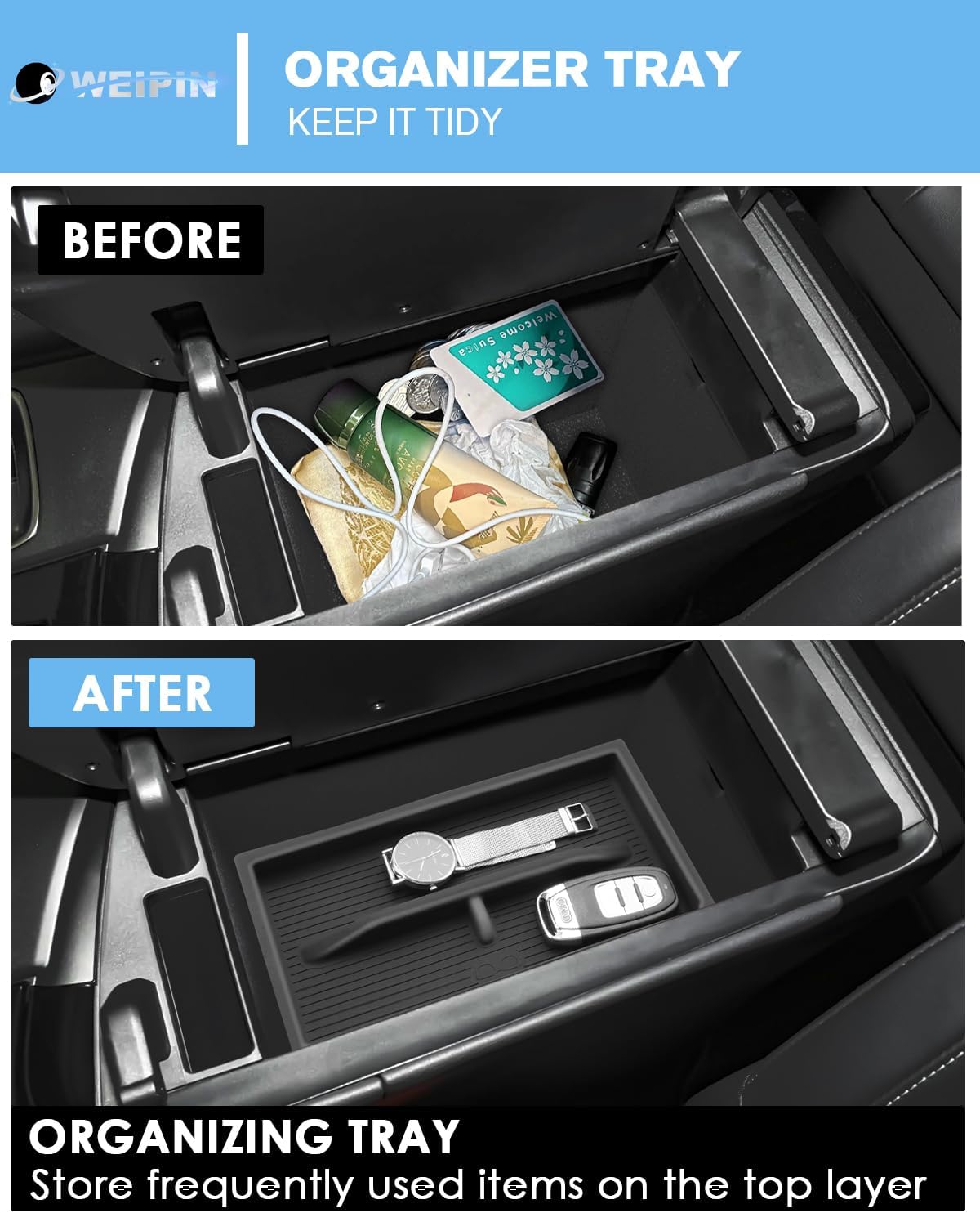 for 2PCS Double Layer Center Console Organizer Tray Compatible with 2022~2026 L EXUS NX (NX250/NX350/NX350h/NX450h+) Storage Box Console Organizer Silicone Materials