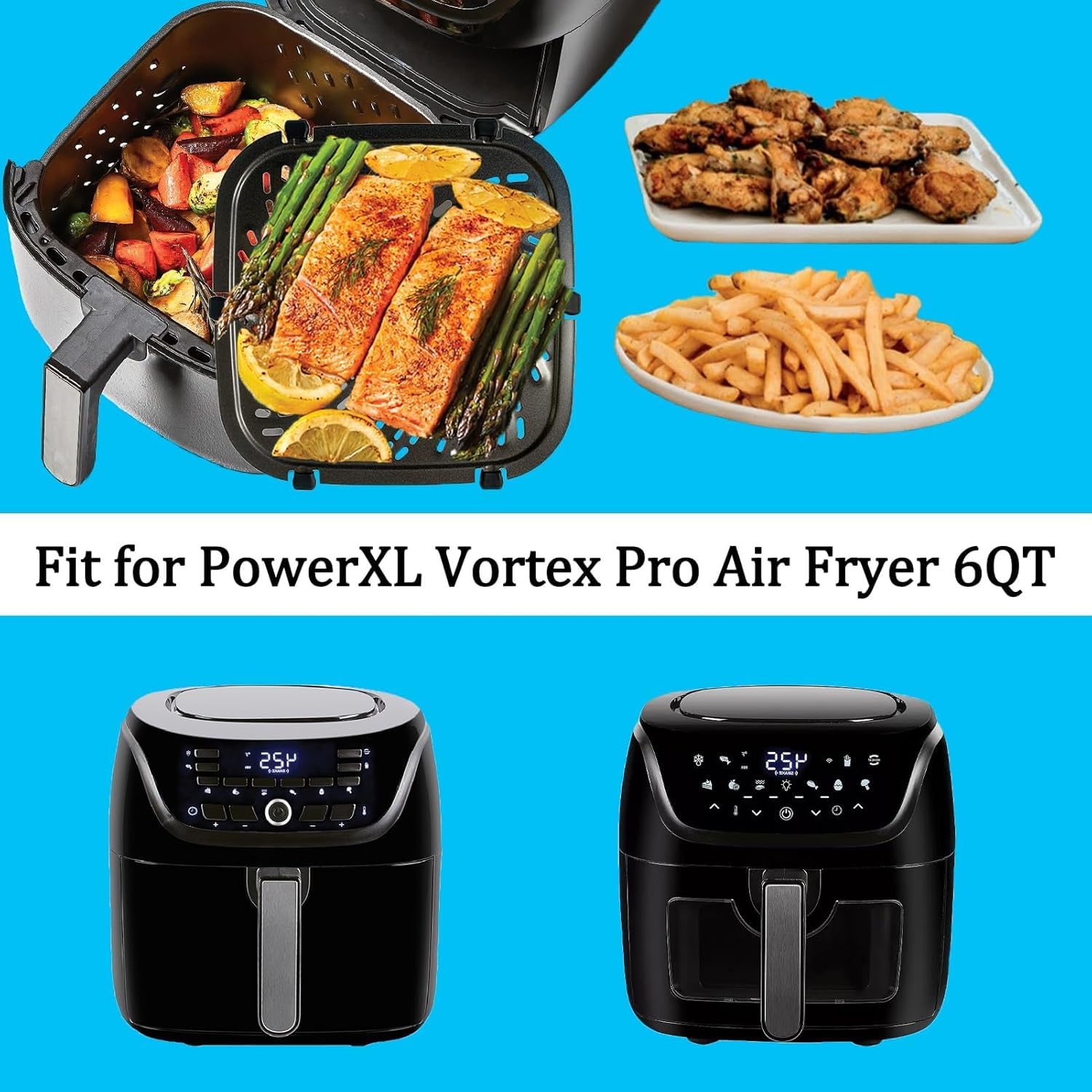 HlkEurt 6QT Air Fryer Replacement Grill Pan for PowerXL Vortex Pro Air Fryer Plus 6QT, Upgraded Grill Crisper Plate Tray Rack Shelf Grate for 6QT PowerXL Air Fryers, Nonstick, Dishwasher Safe