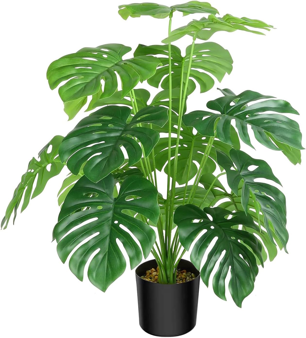 Artificial Monstera Tree Faux Plant Tree with Pot, Fake Plants 75cm Large Tropical Palm Tree, in Pot for Indoor Outdoor Home Office Garden Decoration