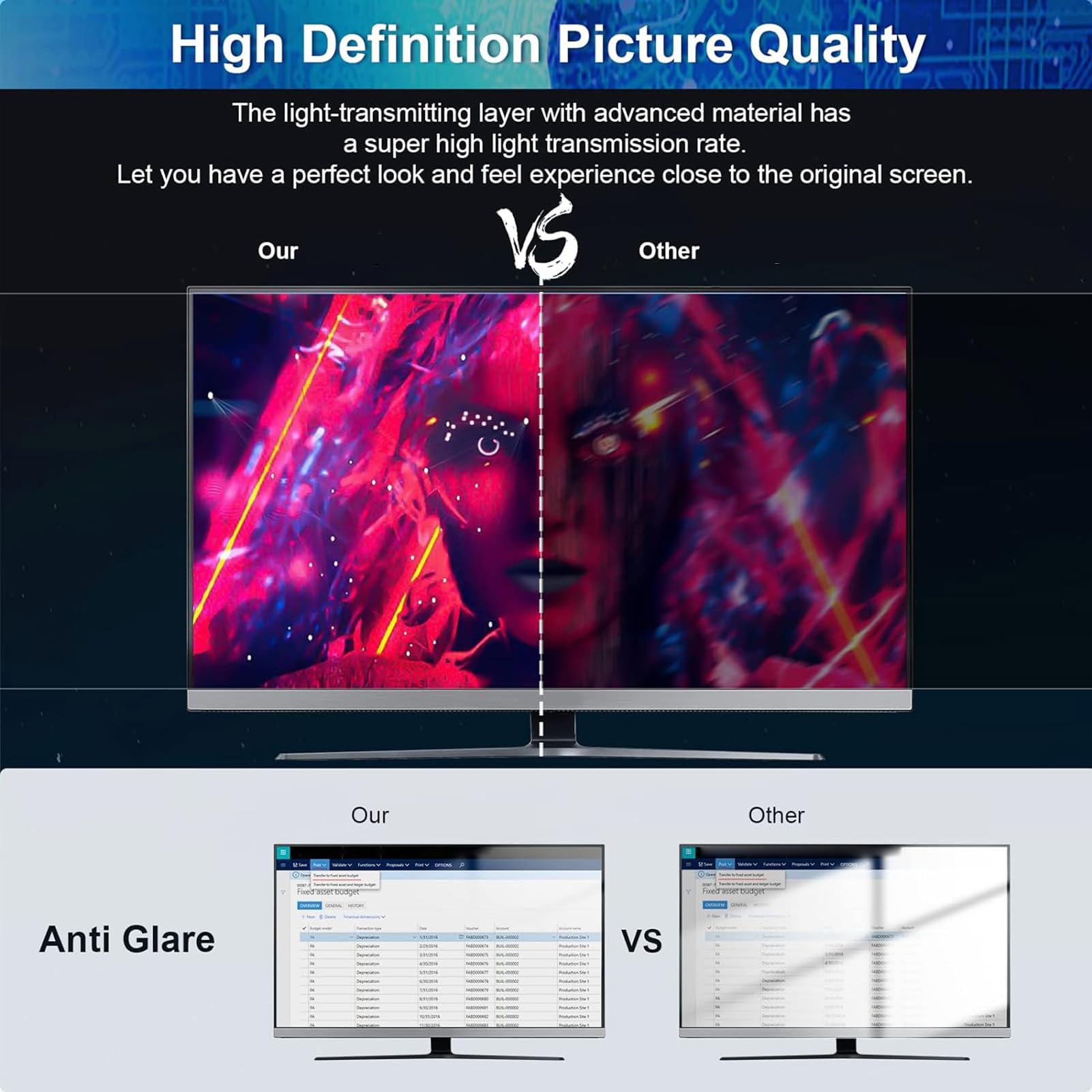 Filtro de Pantalla de Privacidad para Computadora de 23,8 Pulgadas, Película Protectora de Privacidad para Monitor de Protección contra la Luz Azul con Adsorción Estática, para