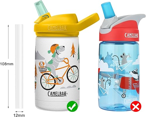 Miniatura 4 de Pajitas de repuesto compatibles con CamelBak eddy+botella de agua para niños de 12 onzas, juego de accesorios incluye 4 pajitas sin BPA y 1 cepillo