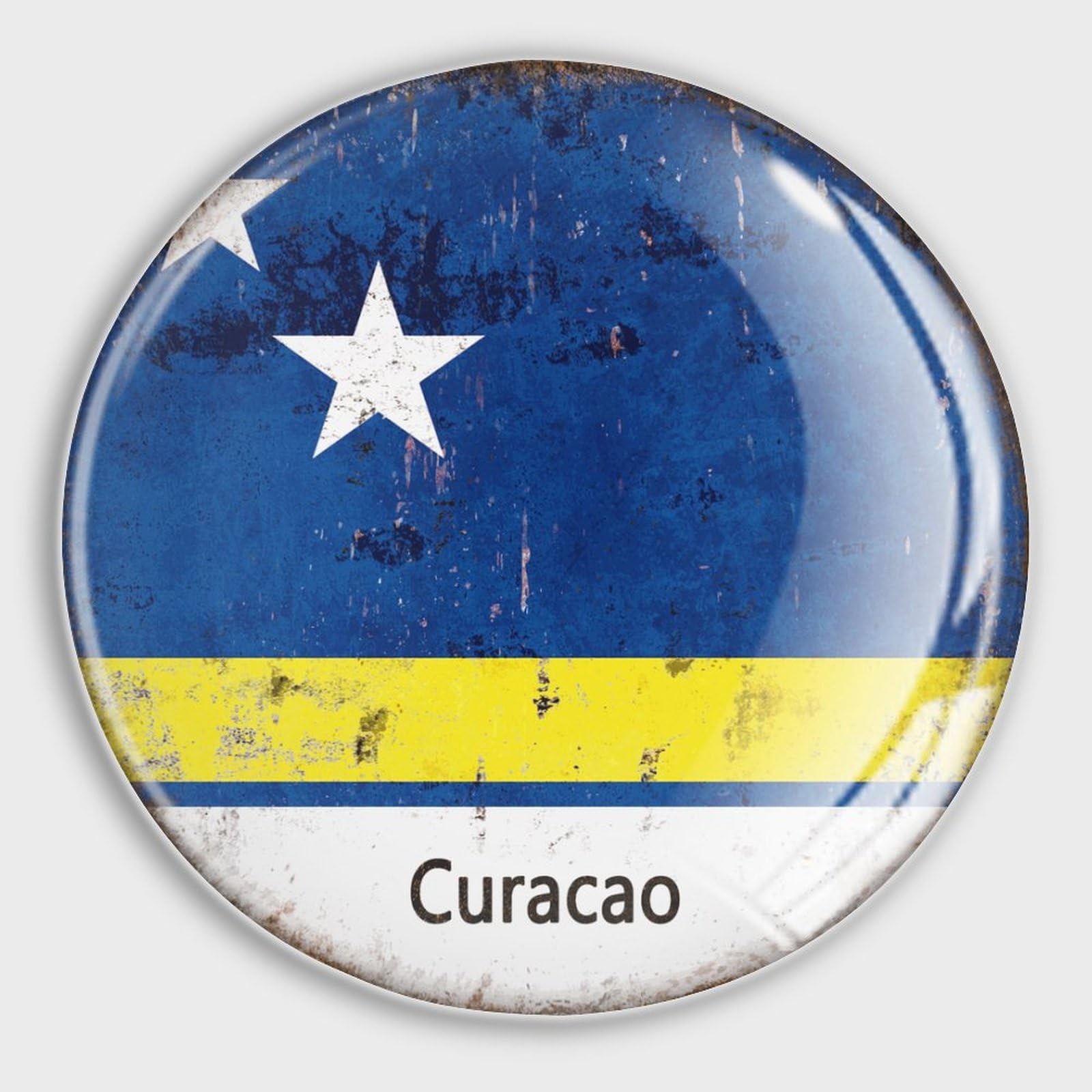 Aimants drapeau Curaçao x4 en verre | Magnet puissant de bureau et cuisine