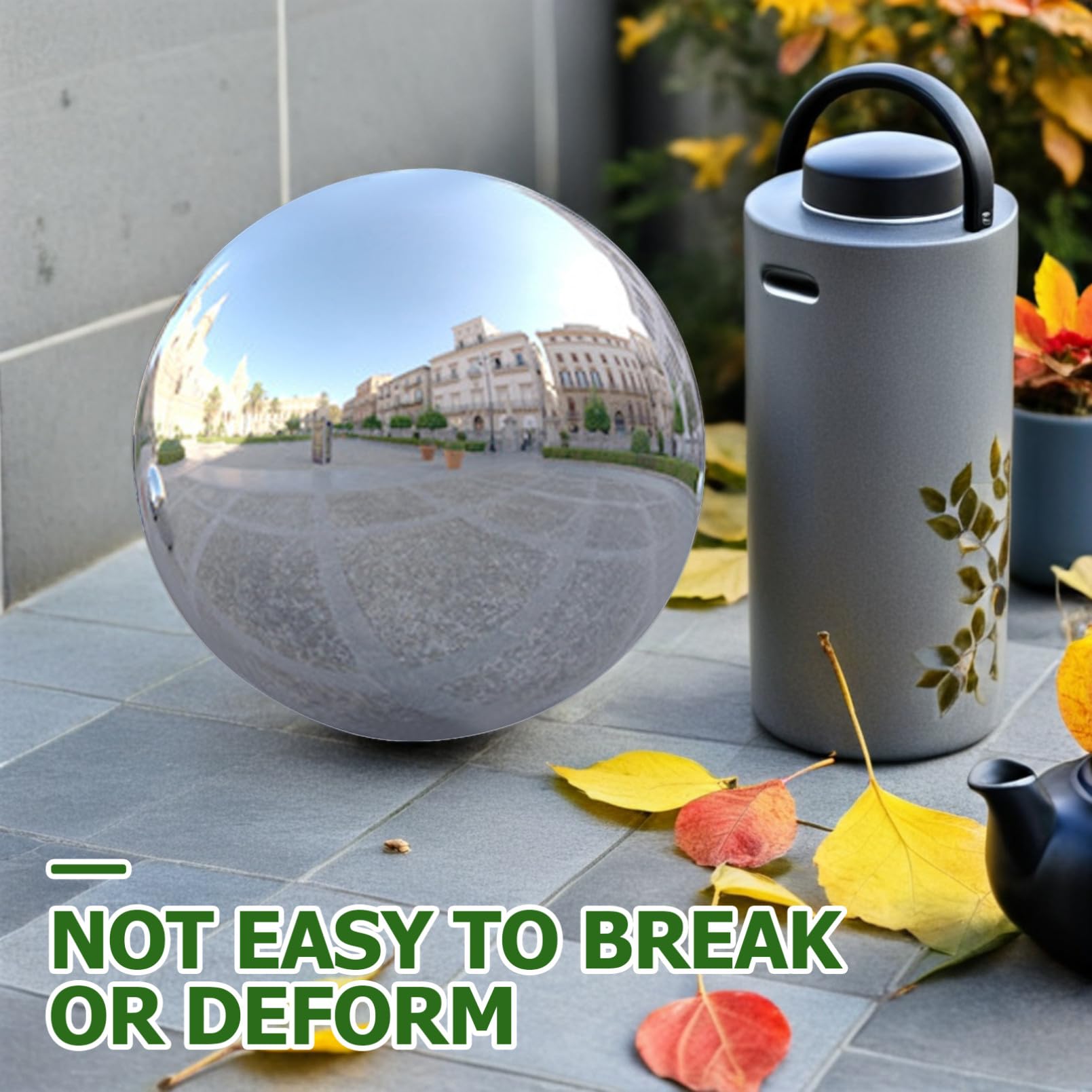 Abaodam Sfera Decorativa Argento Lucido in Acciaio Inossidabile da Giardino Palla Riflettente Resistente e Non Deformabile, per Cortili e Ambienti Esterni
