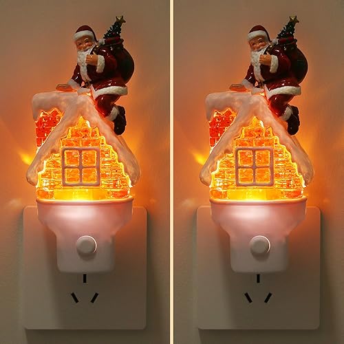 Miniatura 20 de Luz nocturna de Navidad enchufable a la pared, luz nocturna de agua con purpurina con opciones USB/tomacorriente, luz nocturna decorativa de