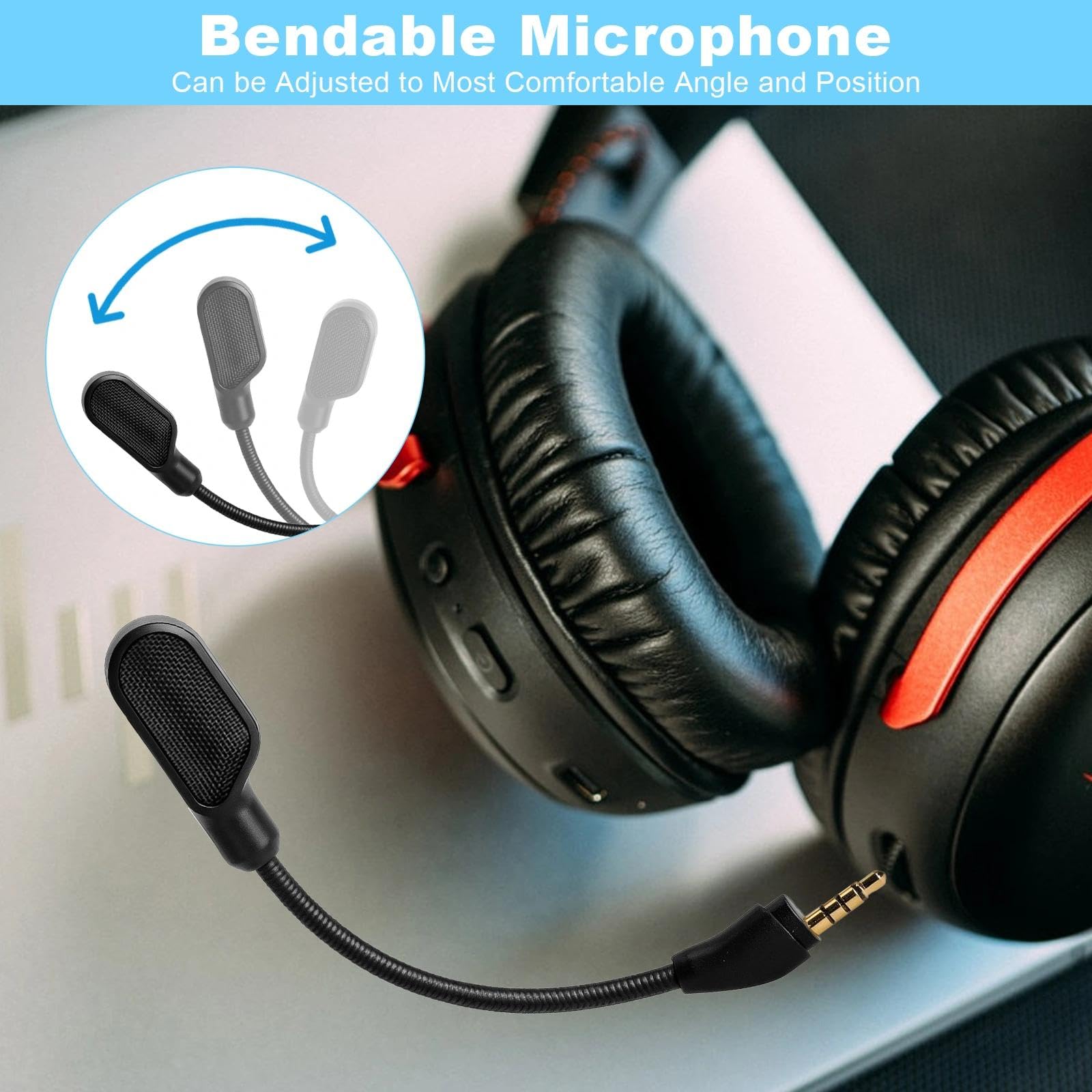 Zamienny zestaw słuchawkowy mikrofonowy do HyperX Cloud II i Cloud III, zestaw słuchawkowy gamingowy z wtyczką 3,5 mm, elastyczny mikrofon Boom zapewnia wyraźny czat głosowy, kompatybilny z modelami