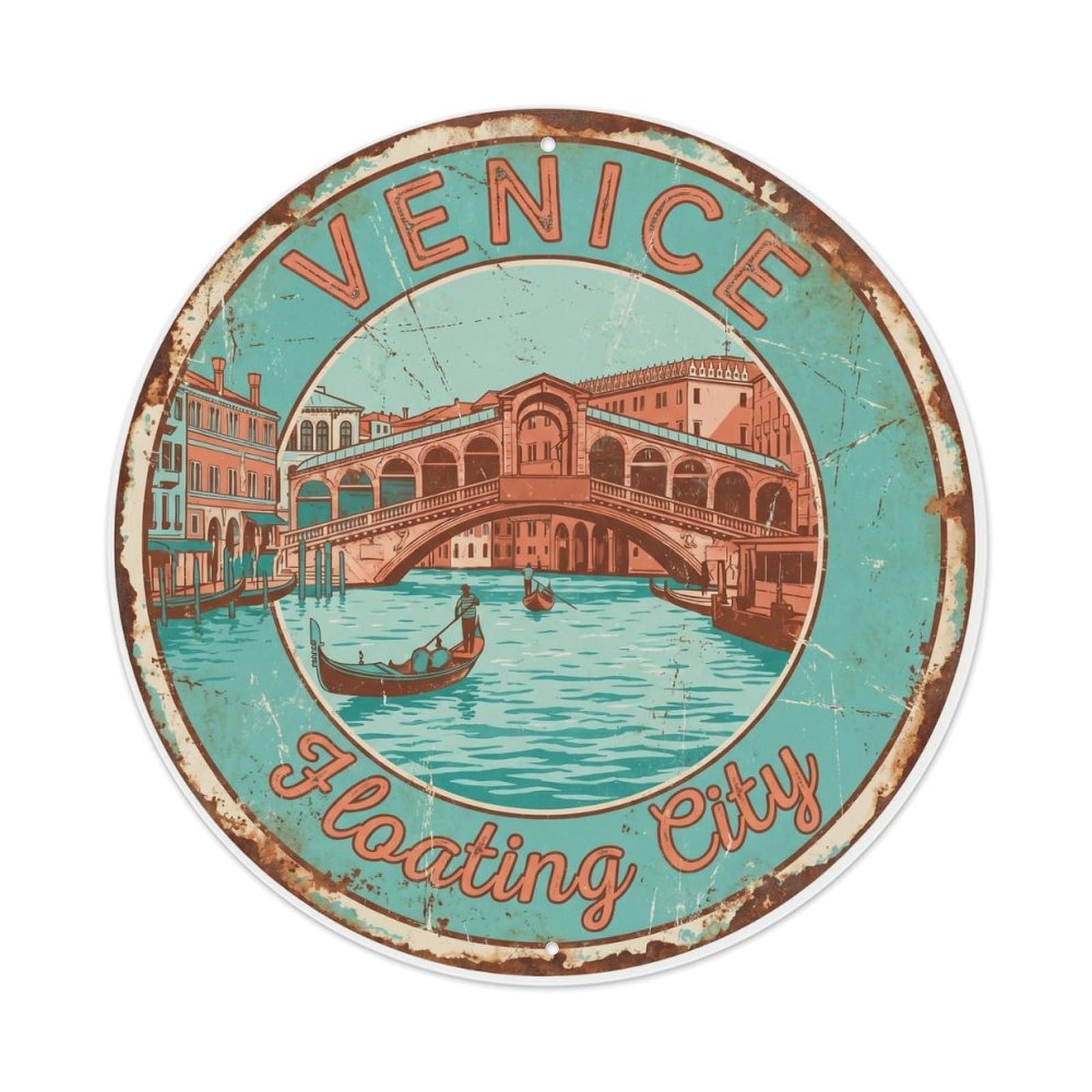 Fqnyr Style Vintage Travel Gondola Canal Venice Metal Tin Sign