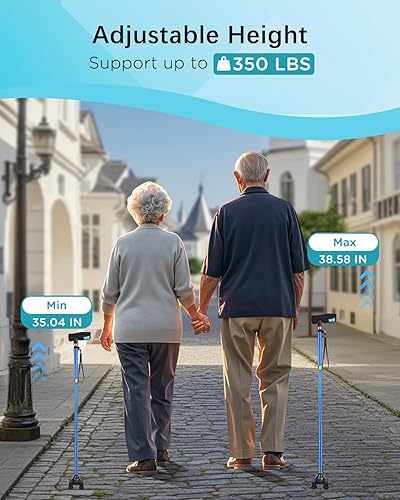 Miniatura 4 de Quad Canes for Women, Folding Walking Cane for Stability Suitable for 5.4FT-6.3FT, Adjustable Self Standing Cane with Pad for Men and Seniors Balance