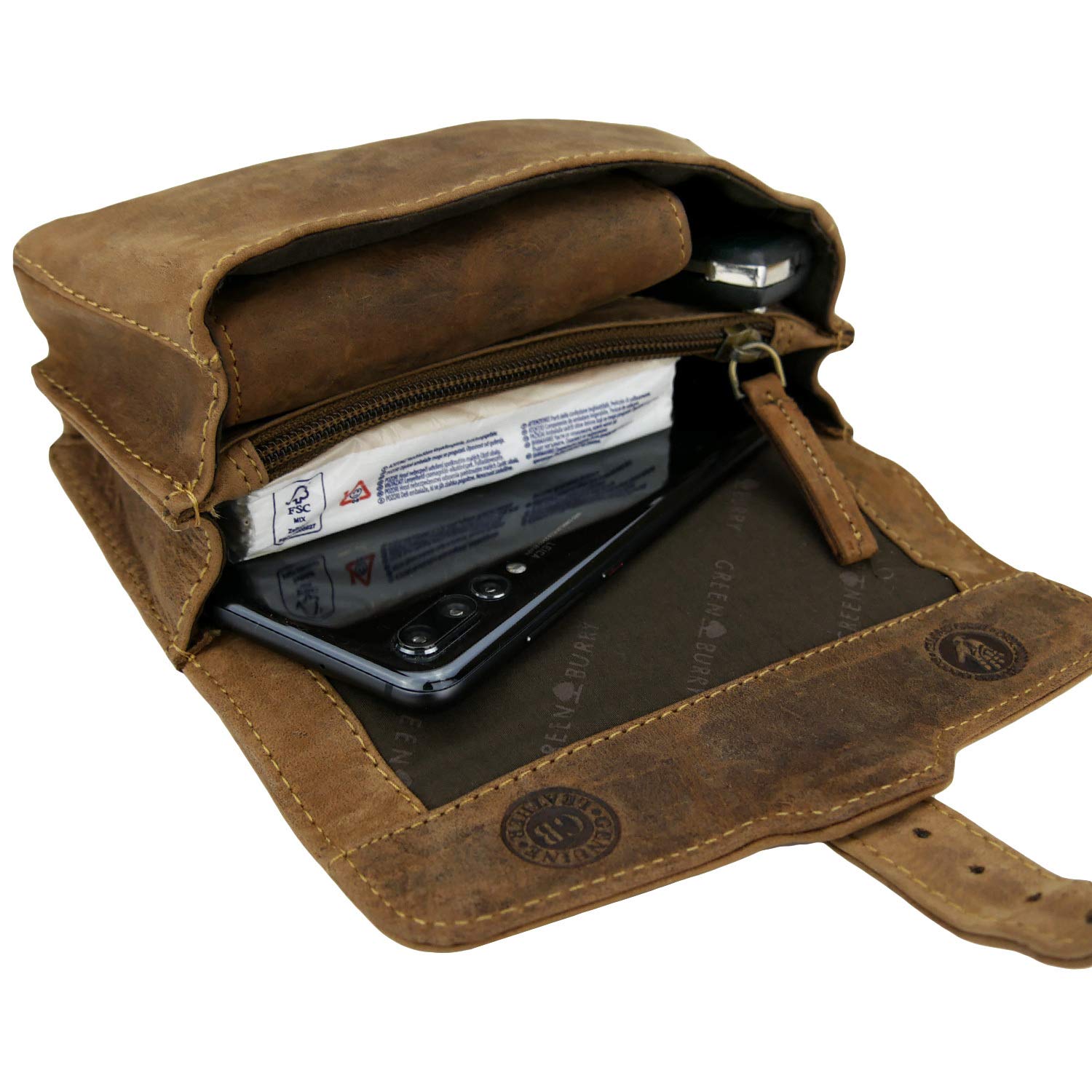 Greenburry Vintage Leder Gürteltasche Seitentasche Bauchtasche Hüfttasche 1755M-25