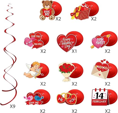 Miniatura 3 de Sumind 30 piezas de decoración de fiesta de remolino colgante para el día de San Valentín, decoraciones de techo de remolinos de aluminio,