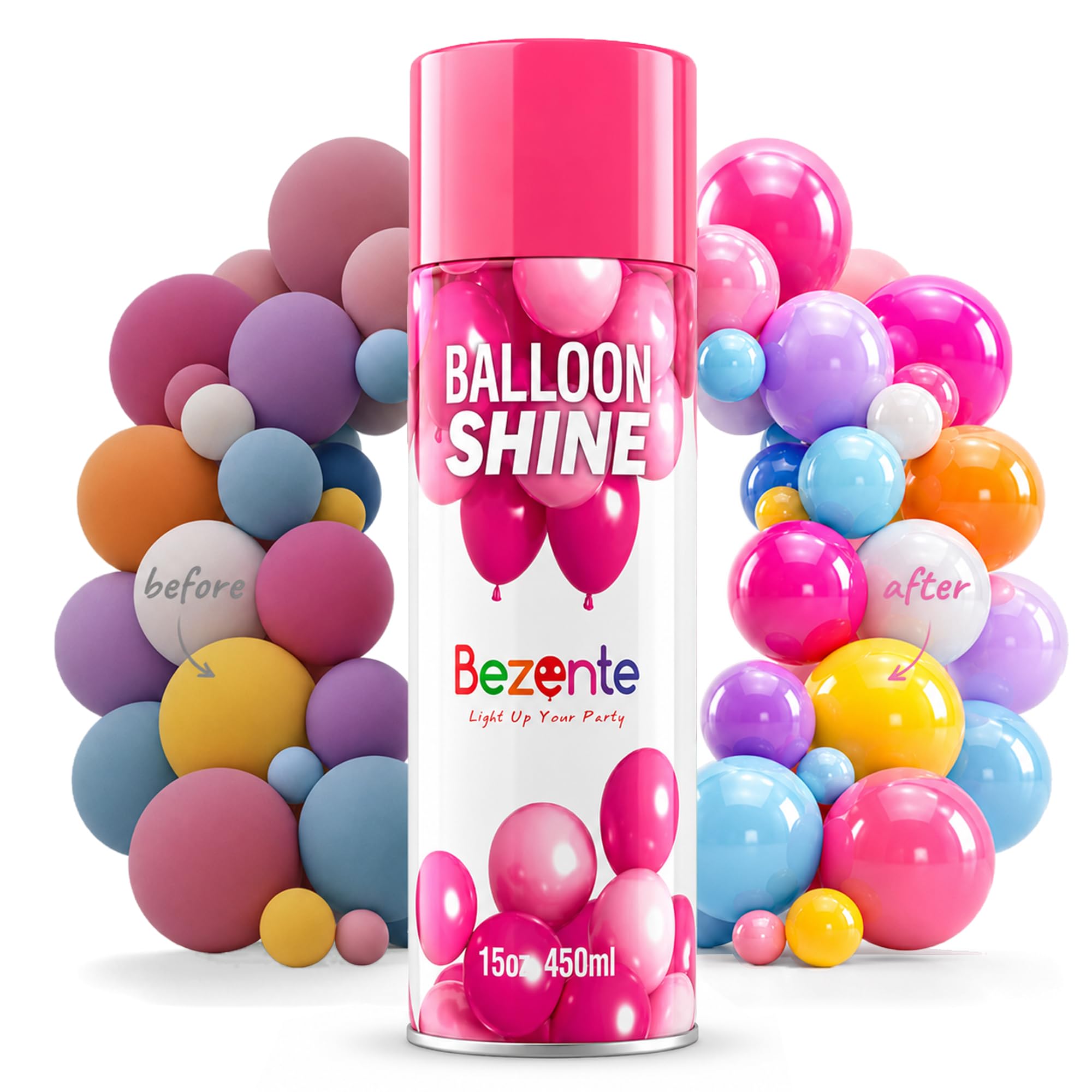 Bezente Balloon Shine Spray 15oz Instant High Gloss for Party Latex Balloon