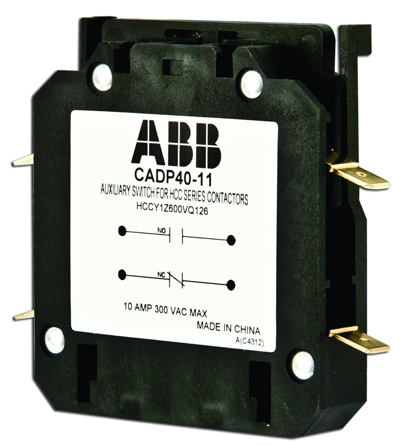 ABB, CADP40-11, 1-N/O, 1-N/C Contact Block (20-60 Amp Contactor)