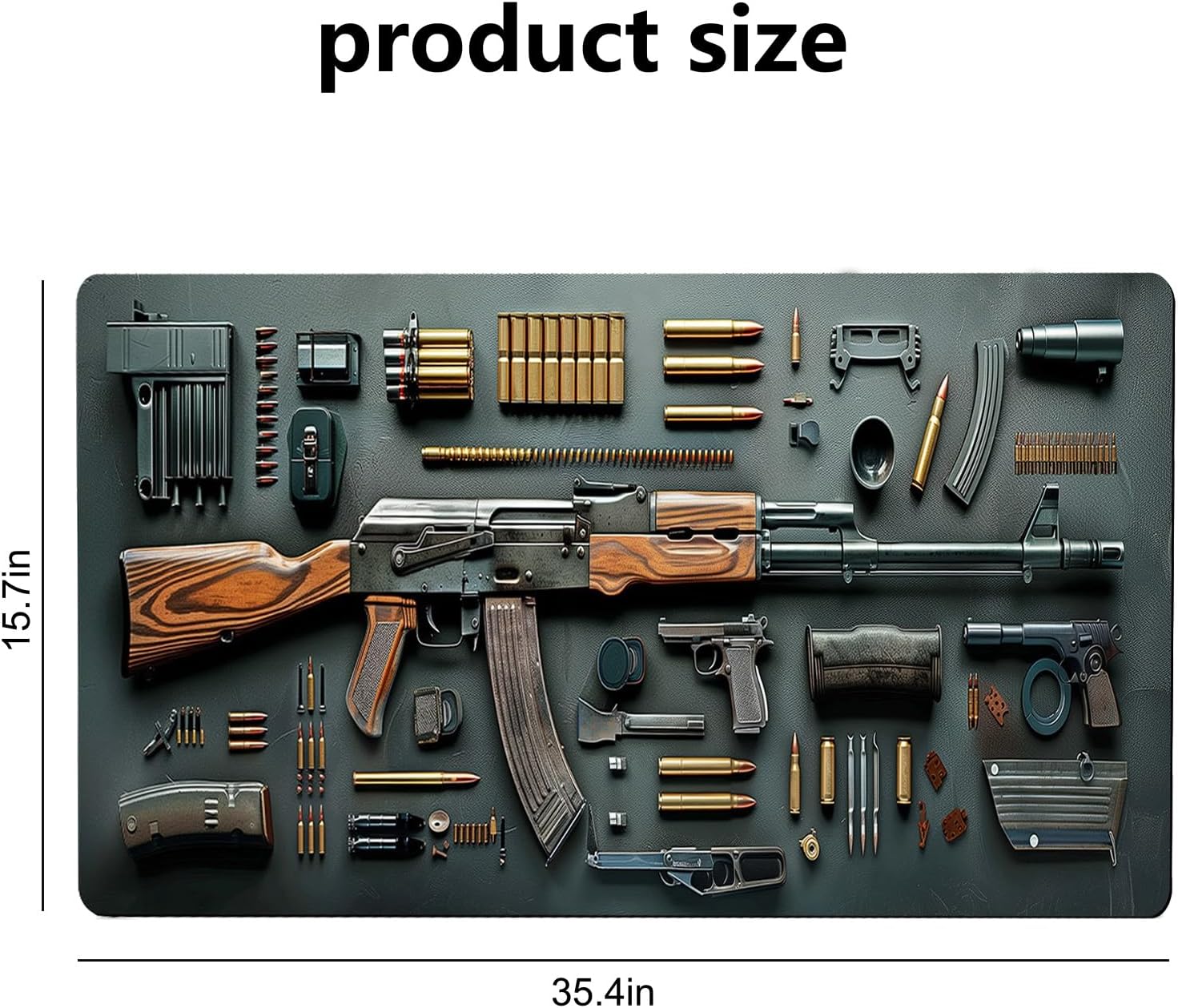 1Pcs Large Gaming Mouse Pad,Cool Military Weapon Build Weapon Parts Display,Stylish Desk Protector with Non-Slip Rubber for Laptop & Desktop Use, Desk Mat for Keyboard and Mousepad - Image 2