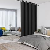 LORDTEX Black Room Divider Curtains - Total Privacy Wall Room Divider Screens Sound Proof Wide Blackout Curtain for Living Room Bedroom Patio Sliding Door&comma; 1 Panel&comma; 5&period;8ft Wide x 9ft Tall