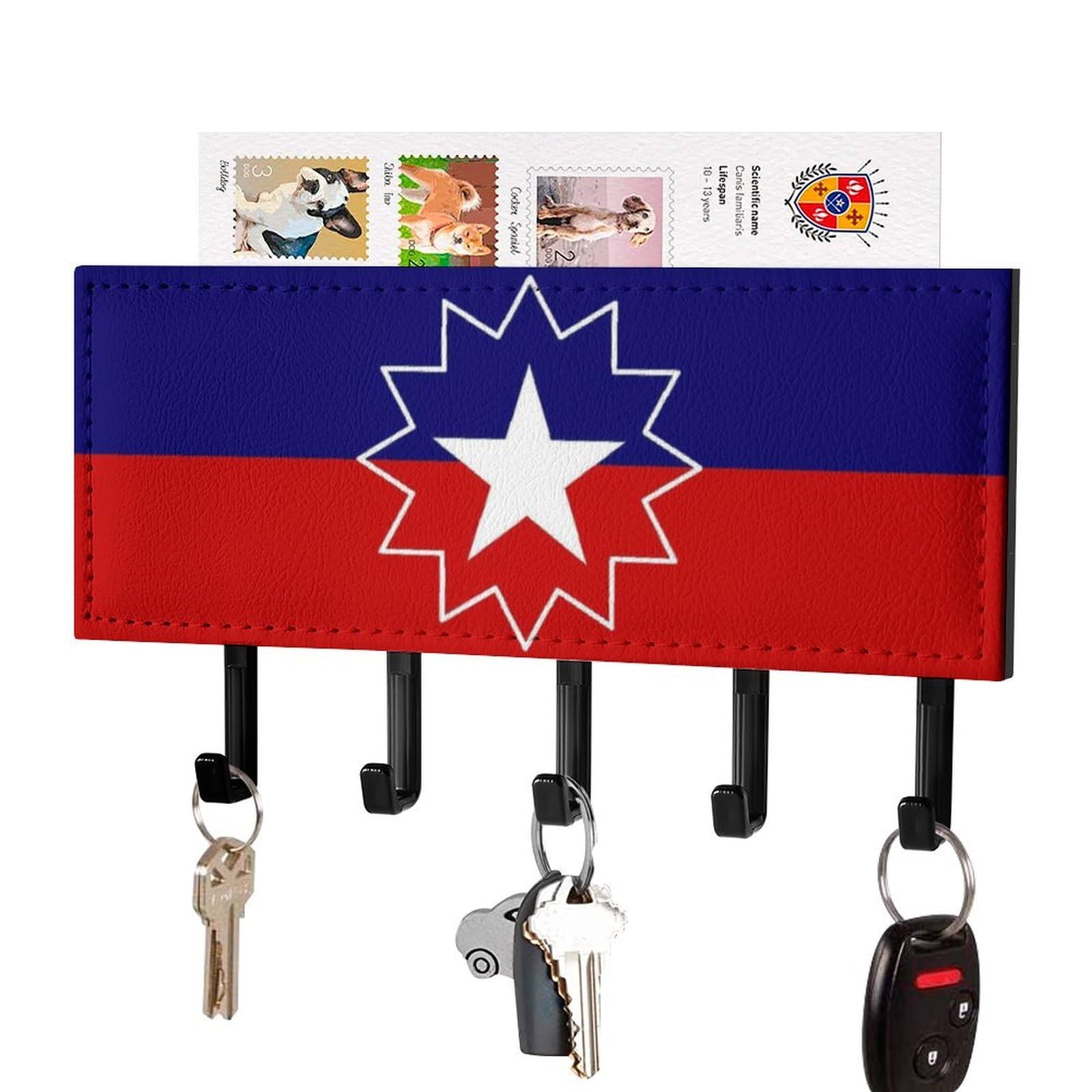 NCLQVJXZKHW Juneteenth Flag Key Holder with 5 Hooks Key Hooks Wall Mounted Key Racks Key Hanger Organiser Shelf
