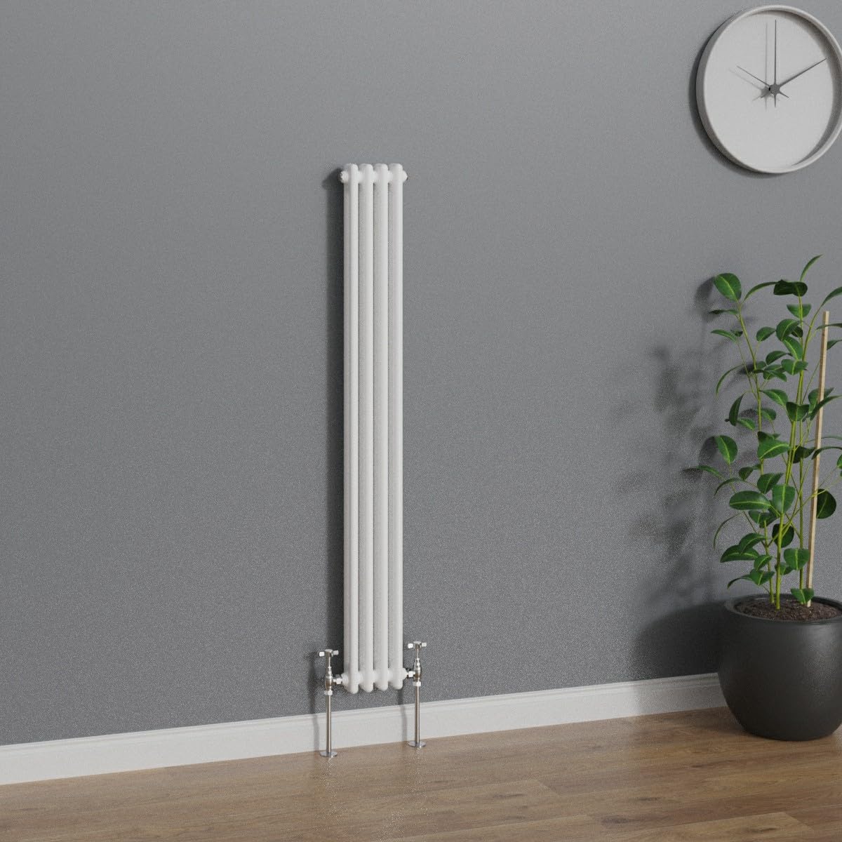 Warmehaus White Traditional Radiator Vertical Double Column Cast Iron Radiators Tall Central Heating 1500X200mm