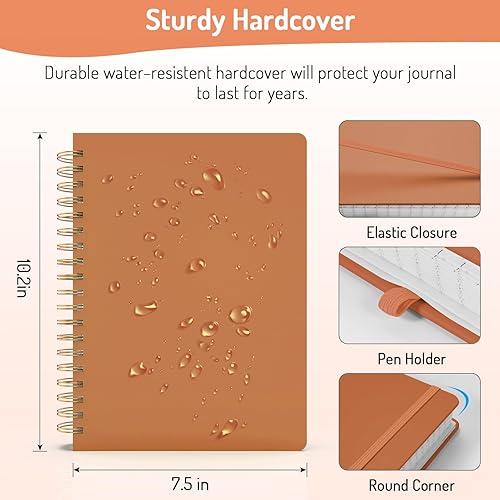 Miniatura 6 de Forvencer - Cuaderno espiral rayado con 300 páginas numeradas, cuaderno grueso B5 rayado para escribir con papel de 100GSM, cuadernos de tapa dura