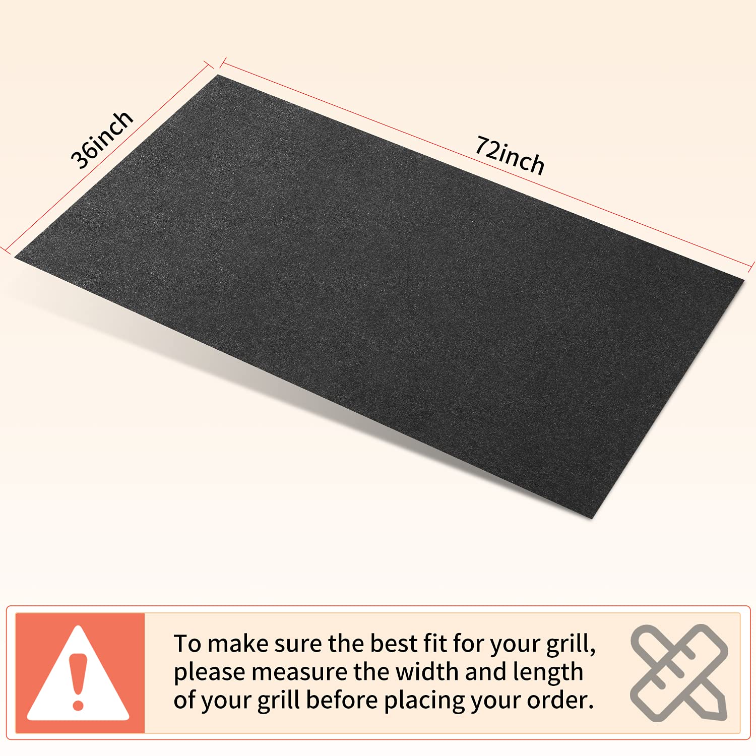Under The Grill Mat for Gas, Electric Grill, Absorbent Grill Under Floor Mat, BBQ Mat, Protect Decks and Patios from Grease Splatter, 72 x 36 inch