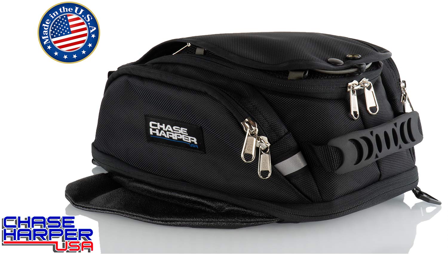 Chase Harper 6XM Expandable Tank Bag Black One Size CHRAS6XM Water-Resistant, Tear-Resistant, Industrial Grade Ballistic Nylon with Anti-Scratch Rubberized Polymer Bottom, Super Strong Neodymium Magne