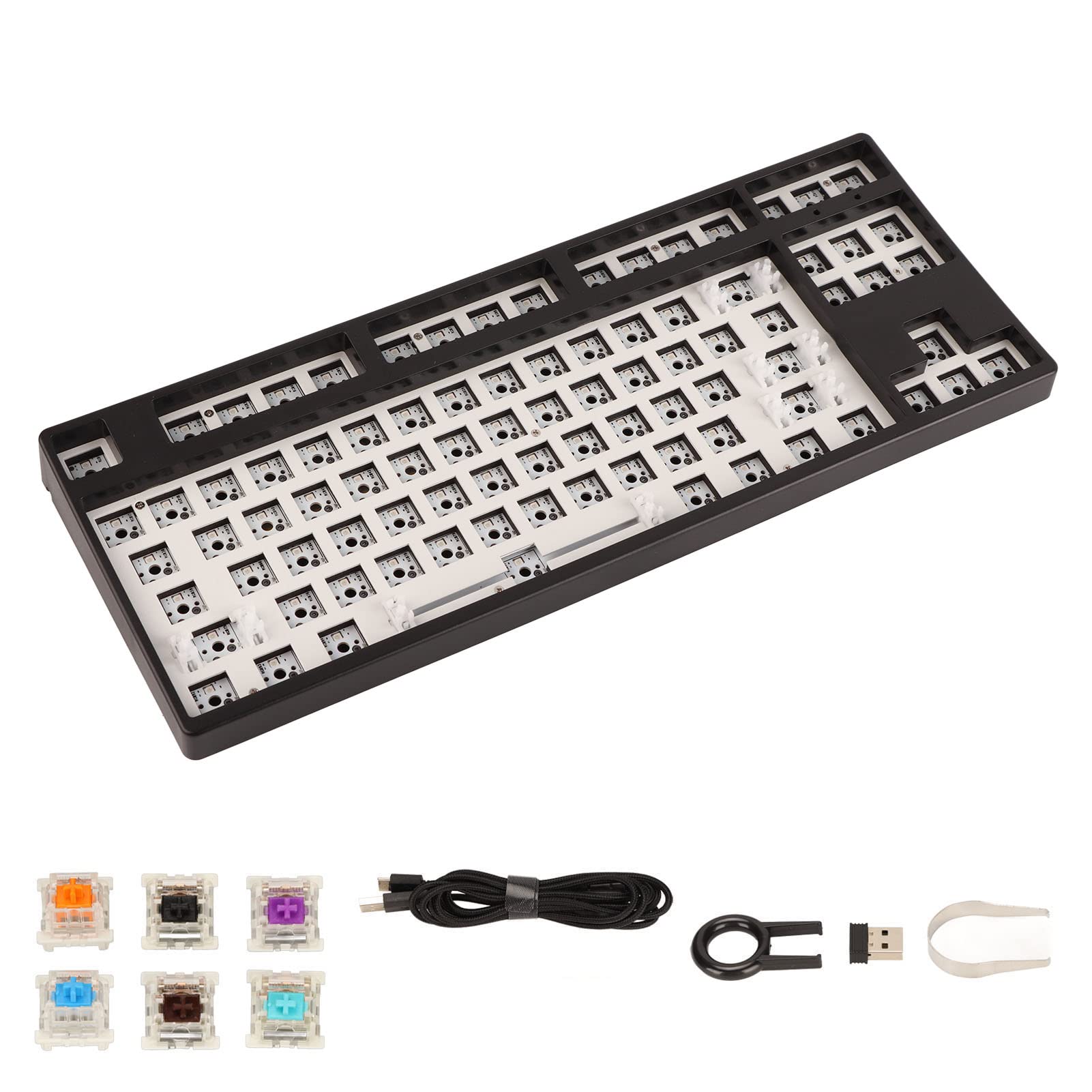 Kit de Bricolaje de Teclado Mecánico de 87 Teclas, Diseño TKL, Teclado para Juegos Retroiluminado RGB Intercambiable en Caliente con Placa Superior de Aleación de Aluminio, para (Black)