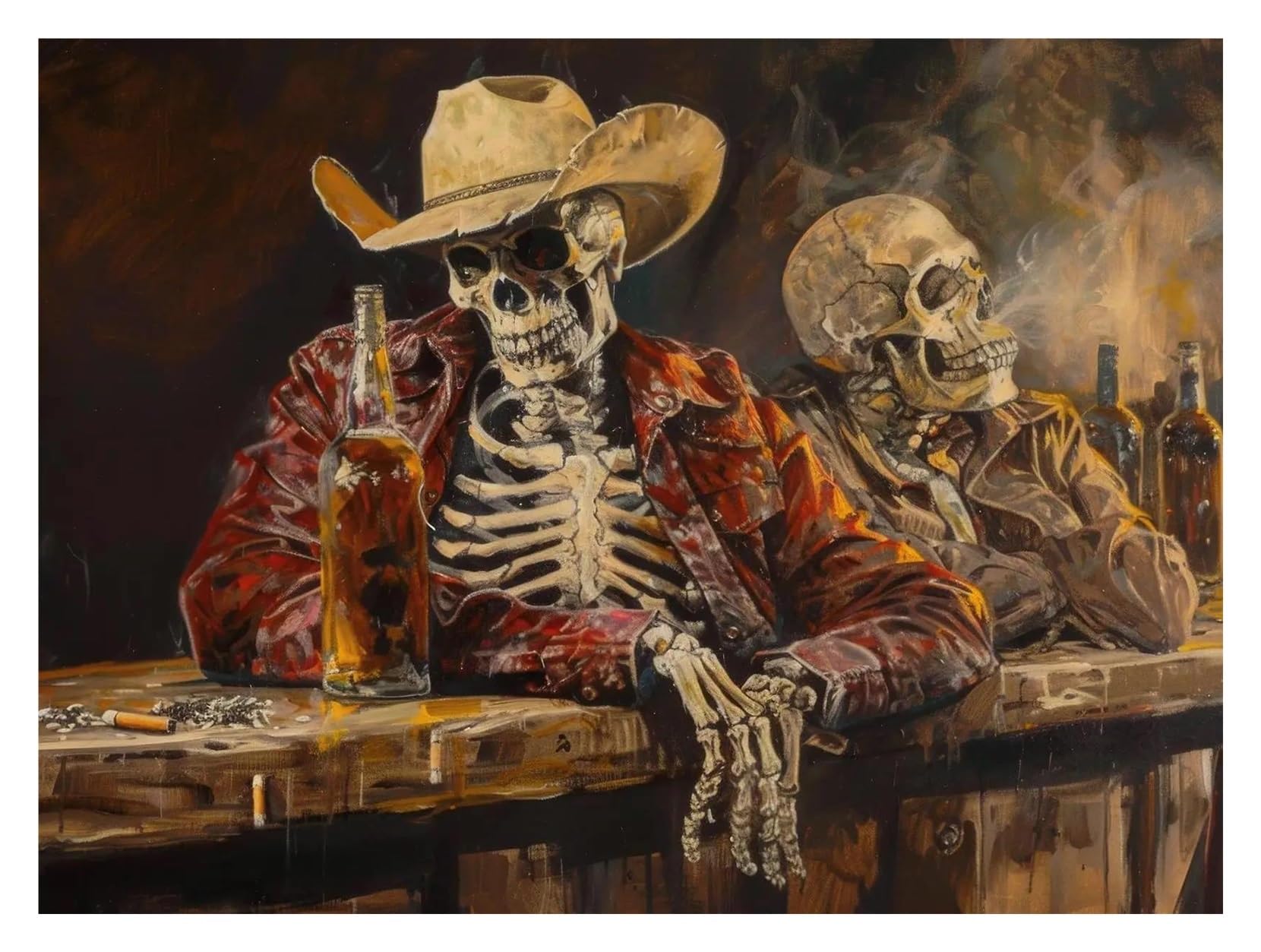 Xenite M Wall Art Canvas Prints Whimsical Funny Cowboy Frog Oil Posters Trendy Wild Cats West Prints Canvas Painting Wall Art Pictures Home Roo Decor(,50X70cm)