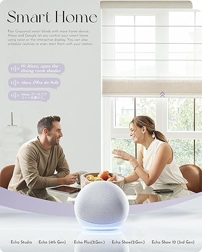 Miniatura 9 de Graywind Persianas romanas inteligentes compatibles con Alexa Google, persianas motorizadas recargables con control remoto opaco, persianas romanas