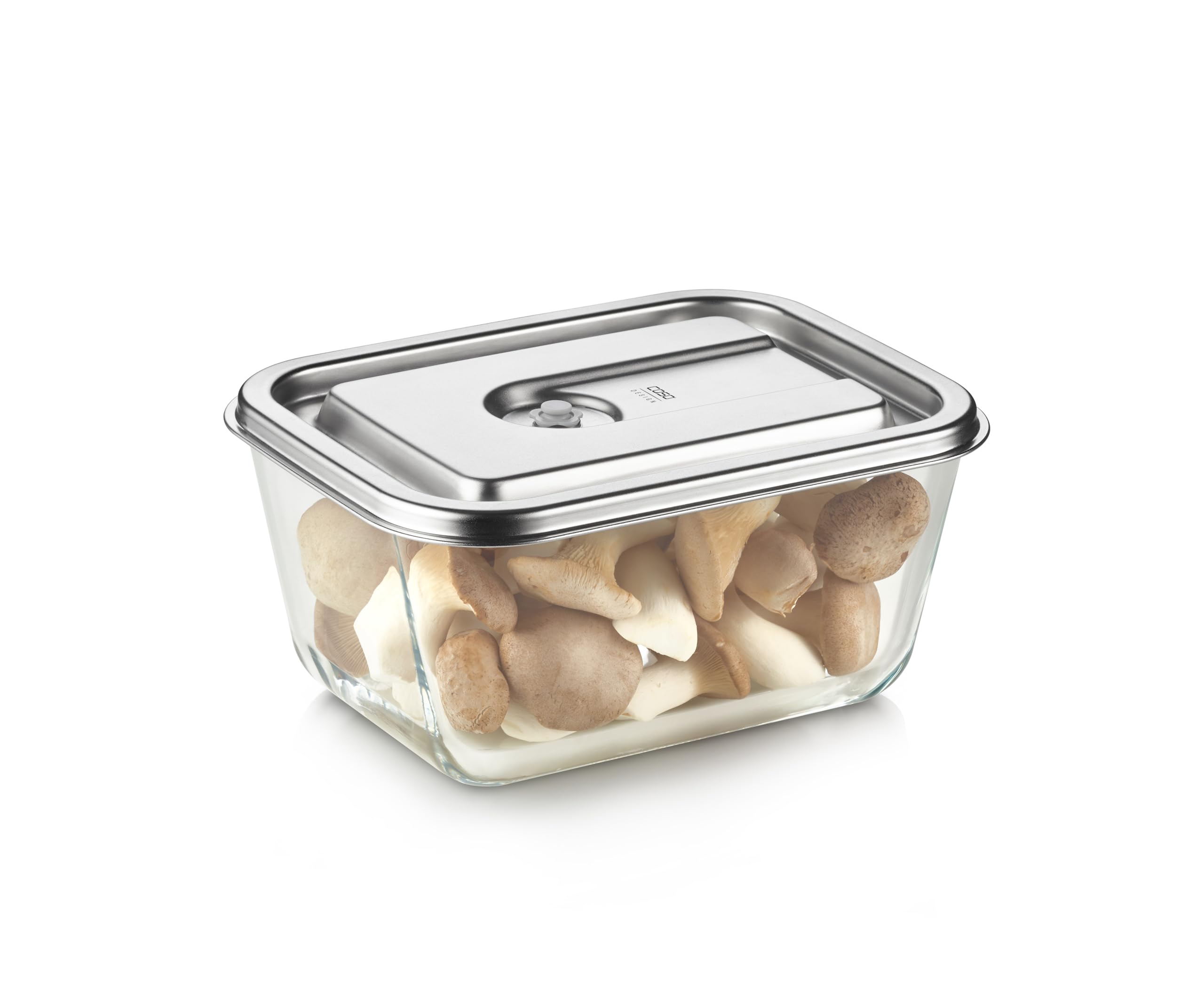 Caso VacuBoxx Inox 2.6 - Récipient sous vide de 2 600 ml - VacuBoxx OneTouch - Passe au lave-vaisselle, sans BPA, récipient en verre et acier inoxydable