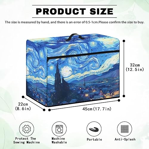 Miniatura 218 de Funda para máquina de coser de mariposas y flores con prácticos bolsillos, funda protectora con asa, para la mayoría de máquinas de coser estándar