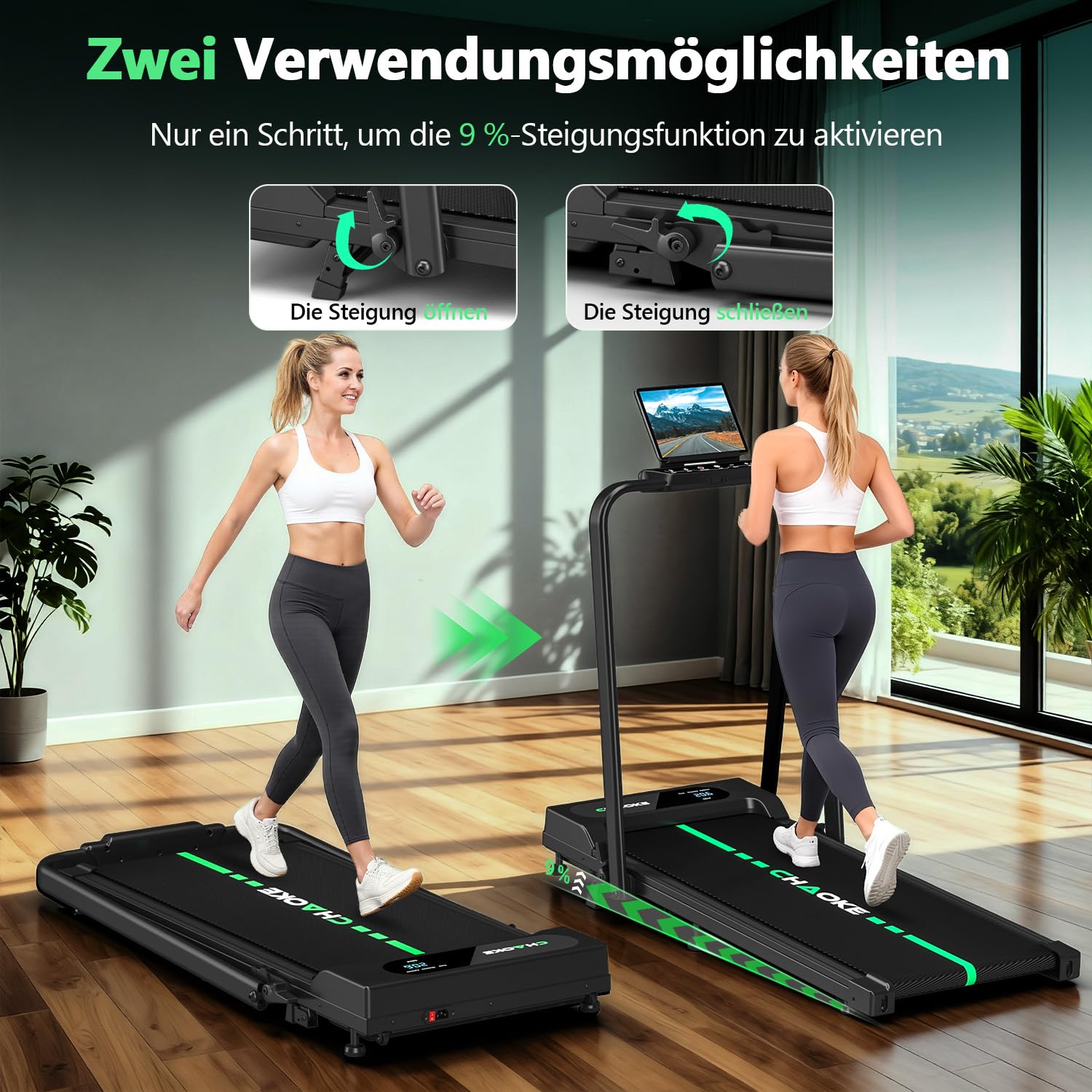 2026 Laufband für Zuhause mit App, Leises Laufband bis 12km/h mit Lautsprechern, 5-in-1 Walking Pad klappbar mit 2,75HP Motor, Treadmill mit 9% Steigung, LCD-Anzeige, Gelenkschonend, Bis 160KG