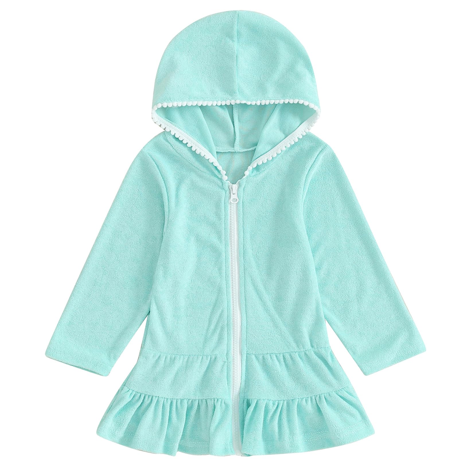 Mubineo Toddler Girl Long Sleeve Swimsuit Beach Dress Cute Cover Ups Ruffle Bathing Suit Cover Up Kimono Kids Swimwear