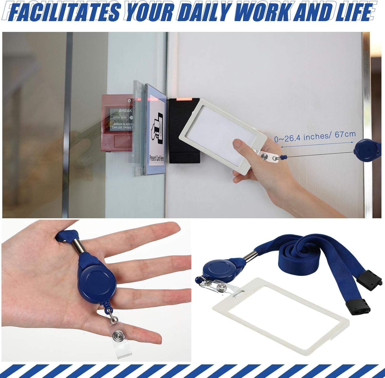 Windyun 72 Pcs Breakaway Lanyard with Safety ID Bulk Retractable Lanyards Flat Neck Straps (Blue) - Image 6