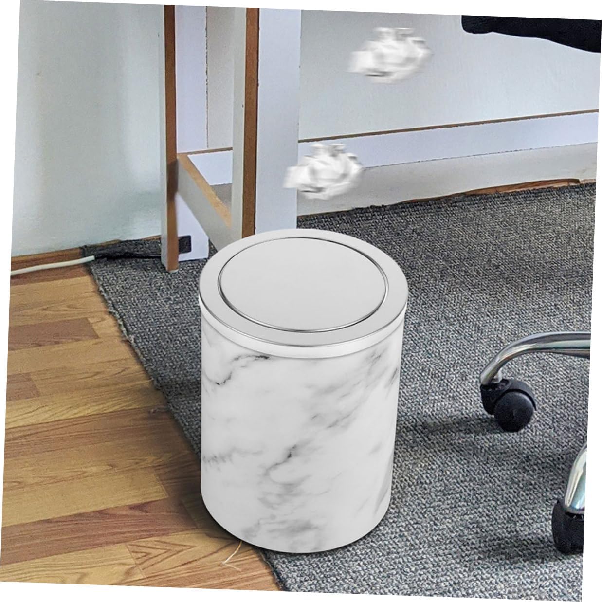 Ipetboom 2pcs Stainless Steel Swing Top Trash Can Lid for 21.5-24cm Openings, Embedded Countertop Waste Bin Cover, Flap Trash Grommet for Kitchen and Bathroom Use