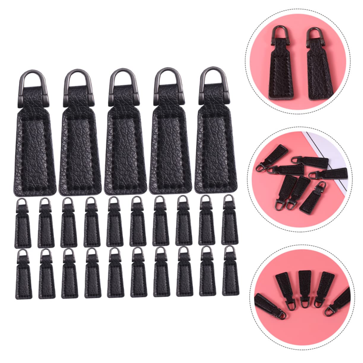 TEHAUX 125piezas Tiradores De Cremallera De Pu Para Reparación De Ropa y Accesorios De Equipaje Cabezas De Cremallera Duraderas Para Mochilas y Proyectos De