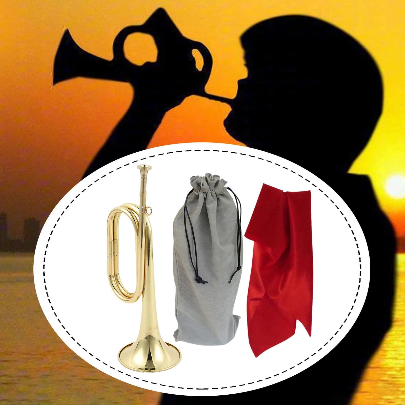 TISHITA Trompete Marschmusik Blasinstrument Bugle Aus Messing für Laute Akustische Effekte Und Tragbares Design für Paraden Musikveranstaltungen Sc, Style C