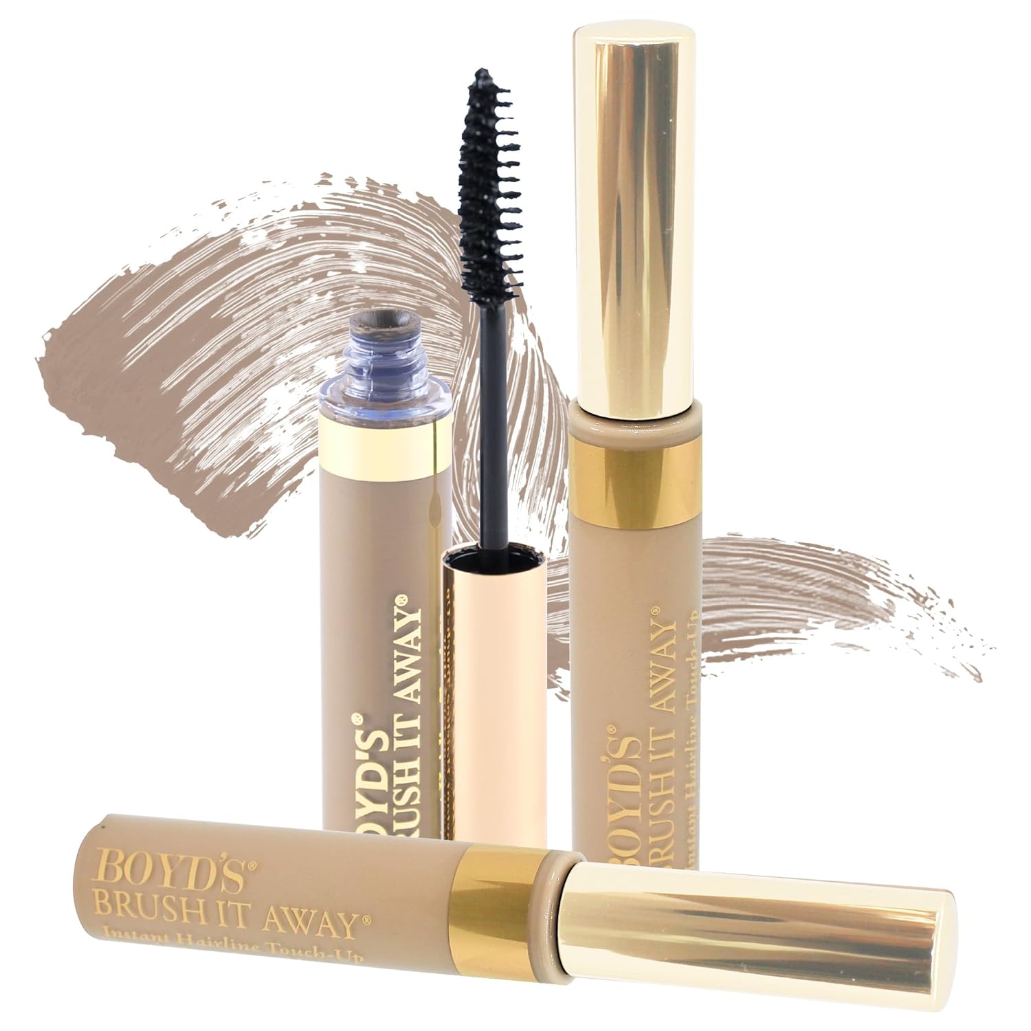 Boyds Brush It Away | Grey Hair Root Touch Up for Women & Men | Temporary Hair Color Mascara | Quick-Dry Water-Resistant Concealing Formula | Blonde, 3-Pack