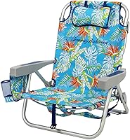 Tommy Bahama 2-Pack Backpack Beach Chairs - 5-Position Lay Flat, Insulated Cooler, Floral Comfort