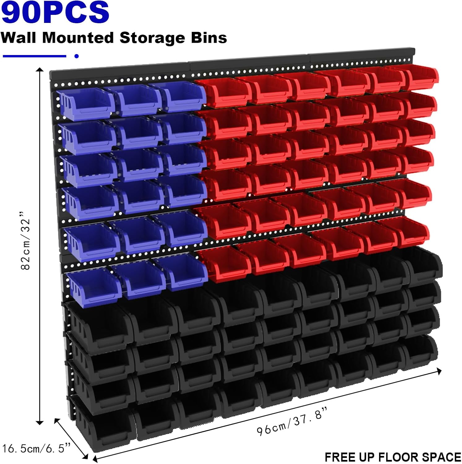 96 Pcs Wall Mount Storage Bins, Nuts and Bolts Organizer, Screw, Nails, Beads, Small Hardware Parts and Accessories Storage Rack Bins for Garage 90 boxes+ 6 backboards