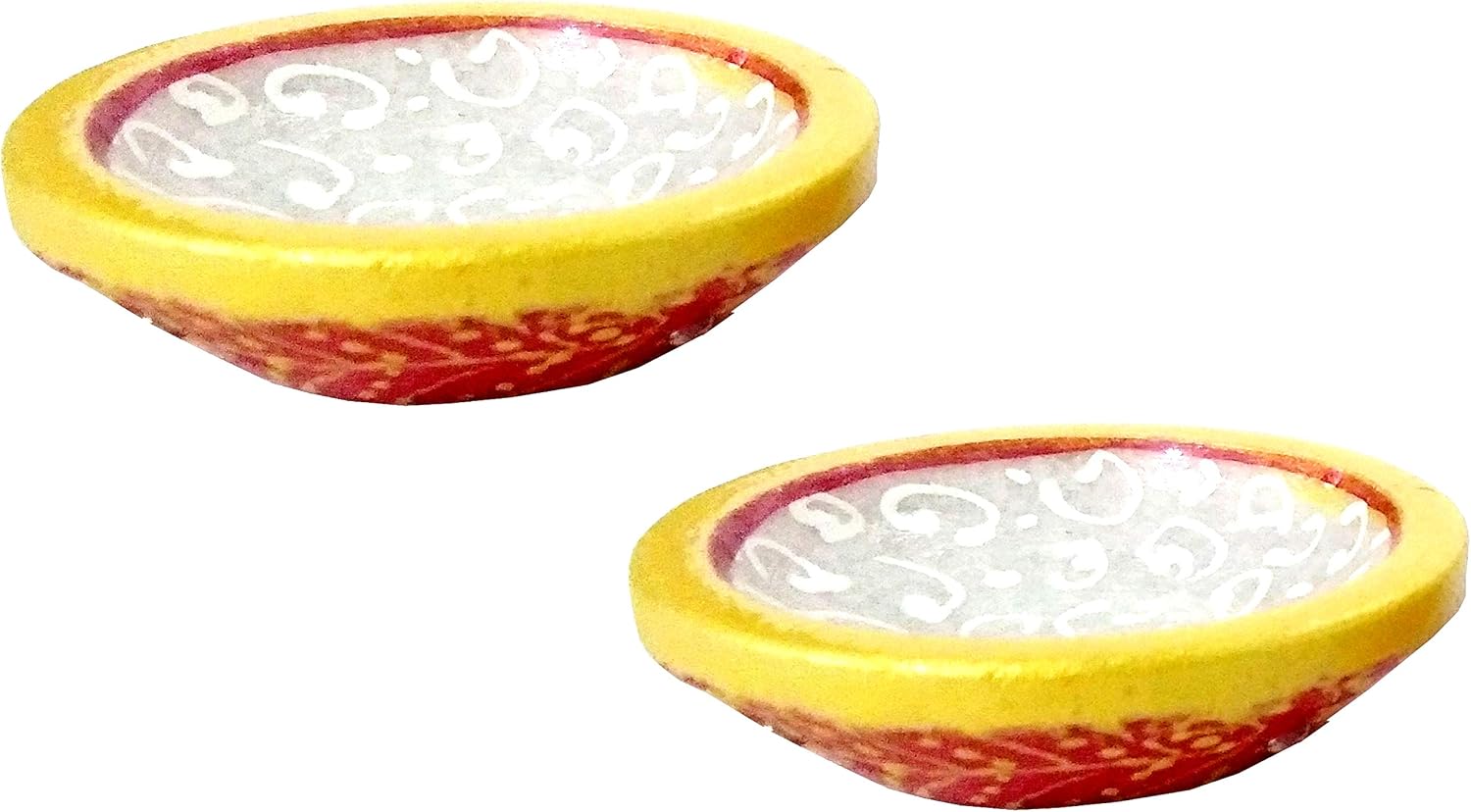 Purpledip Marble Diya (Set of 2): Long Life Oil Lamps or T-Light Holders (11898)