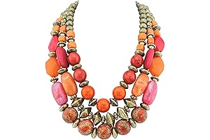 3 Layered Big Chunky Beaded Statement Necklace
