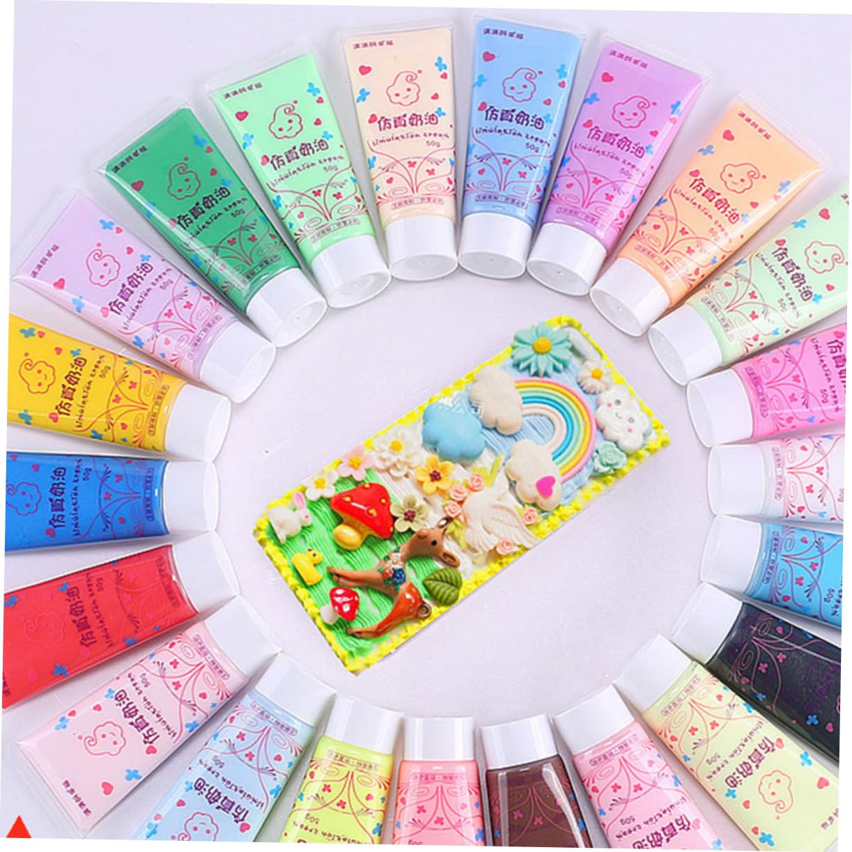 KALLORY 22pcs Kawaii Cream Glue for Phone Case Decoration Bottles Dual Nozzle Tips for Various Designs and Material Random Colors Included