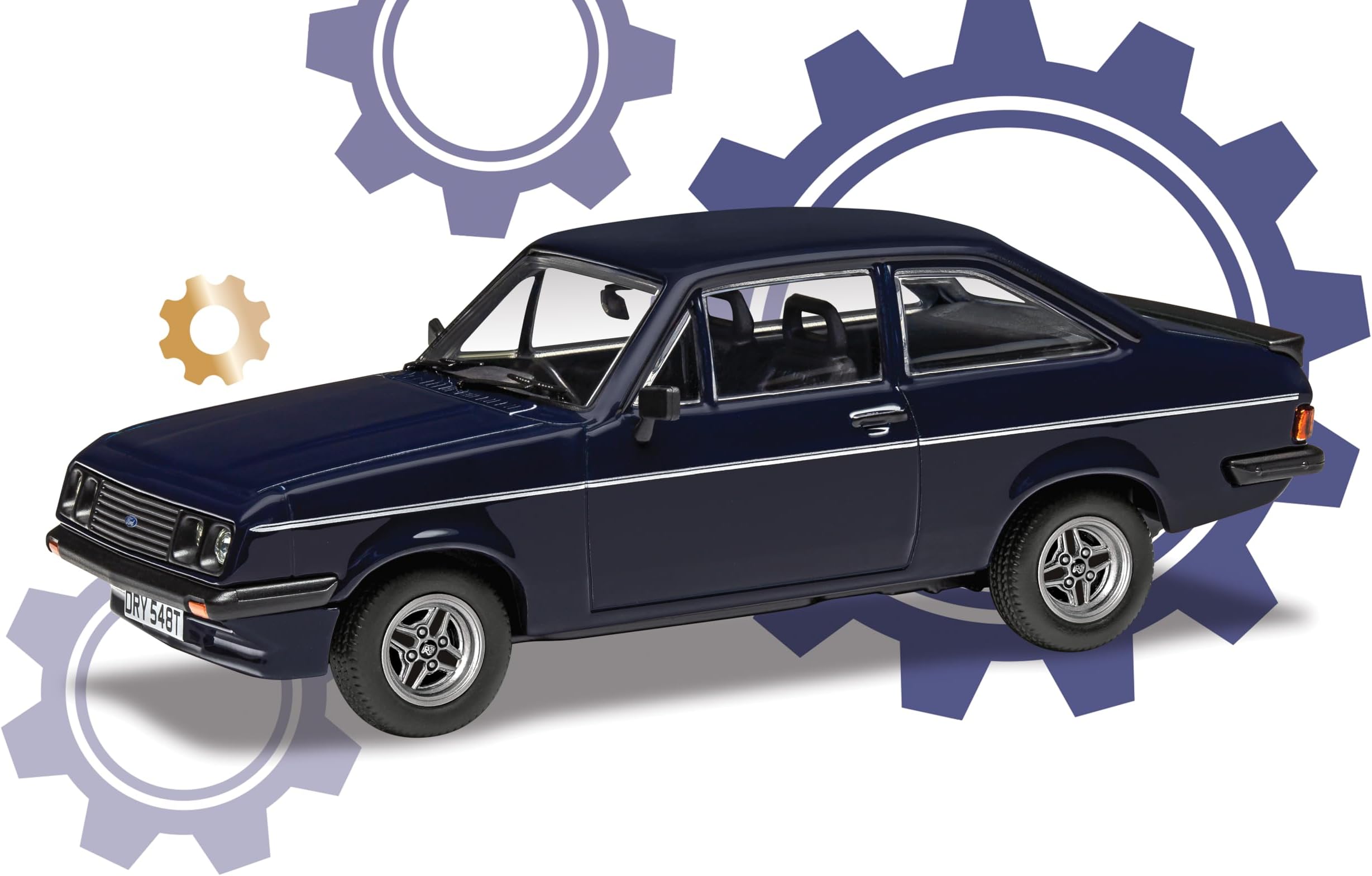 Corgi Diecast Model Cars - VA14909 Ford Escort Mk2 RS2000 - Richard Hammond’s The Smallest Cog - Classic Car Collectible for Men & Women - Die Cast Models for Boys, Gift for Motor Enthusiasts