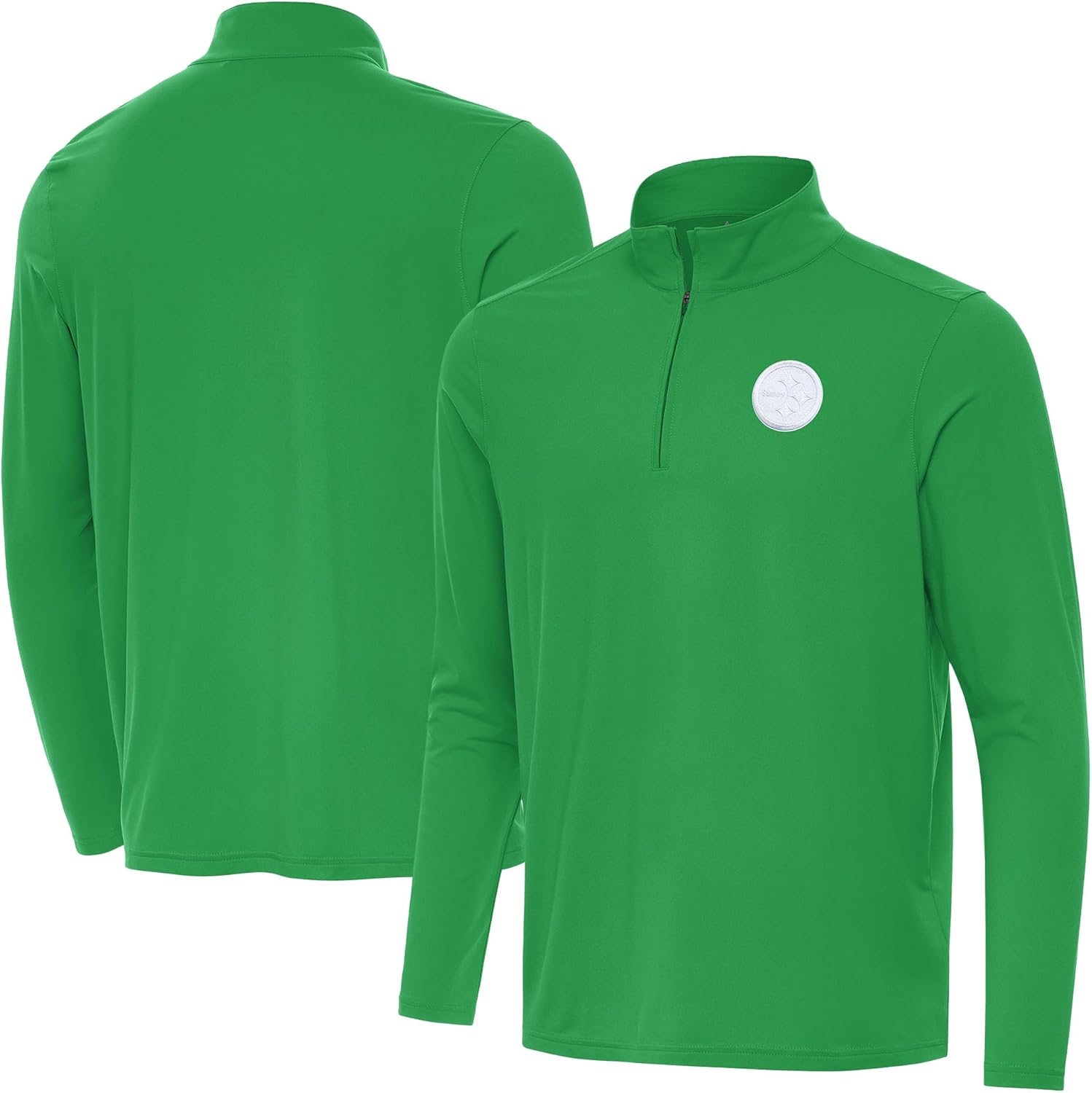 Antigua Men's Kelly Green Pittsburgh Steelers St. Patrick's Day Intent Quarter-Zip Pullover