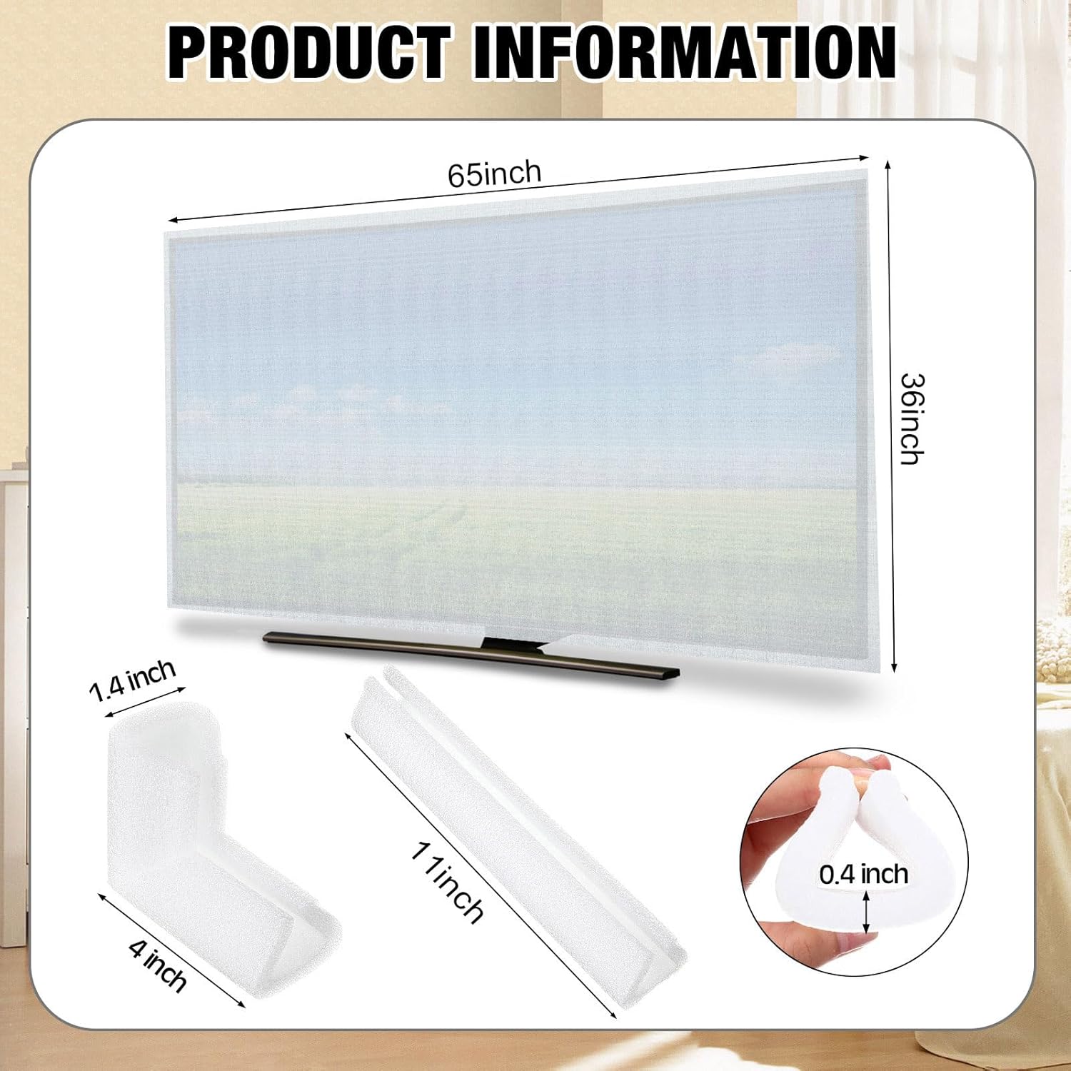 9 Pcs Cushioning Foam Set Include Foam Flat Screen TV Cover Fits up to 65'' W x 36'' H and Moving Corner Edge Protectors for TV Display Screen Protector Packing Moving