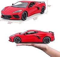 Vista 6 de 2020 Chevrolet Corvette Stingray C8 Dark Gray Metallic with Racing Stripes 1/18 Diecast Model Car by Maisto