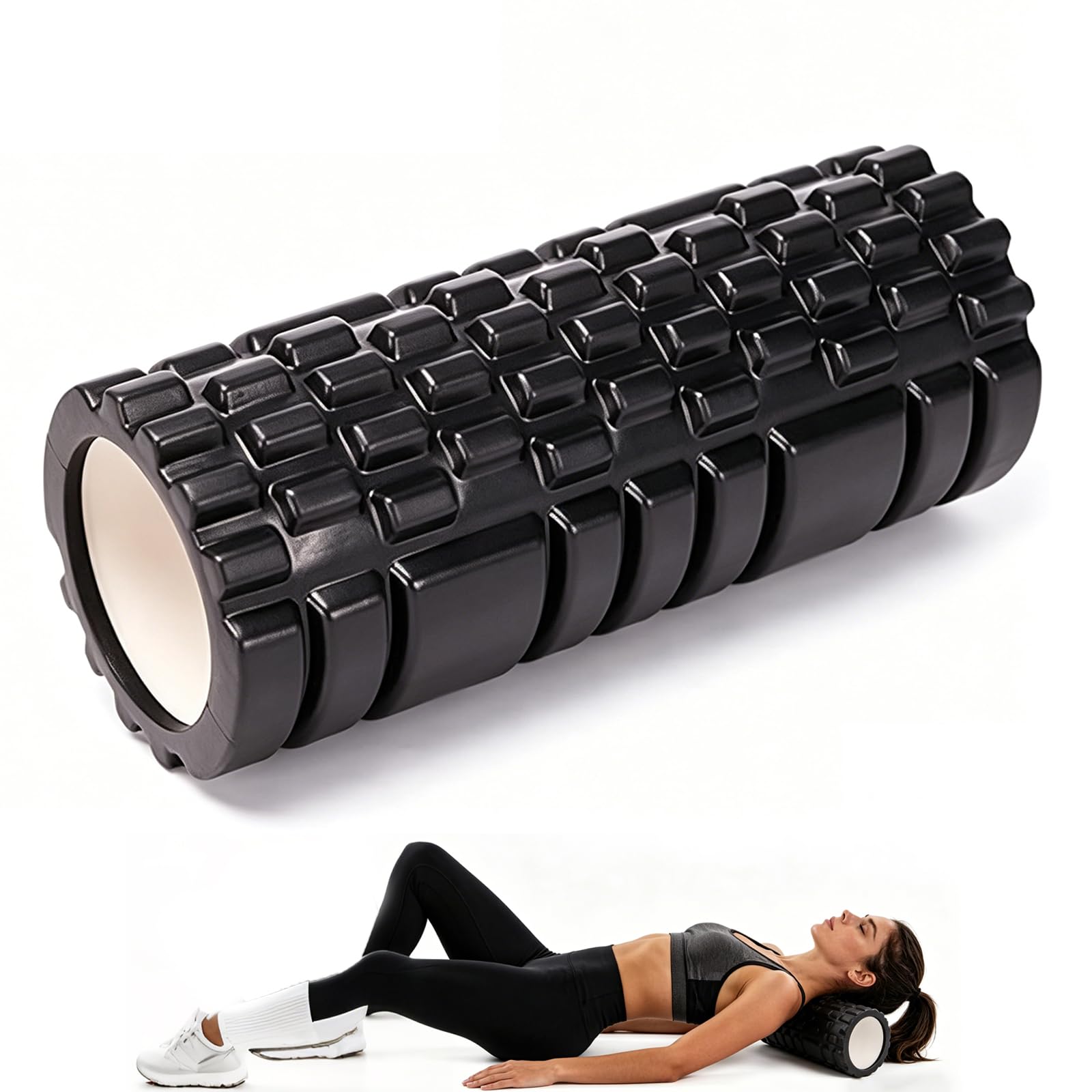 Fascia Roller Spine, Facial Roller Back Spine, Massage Roller with 3D Texture Massage for Relieving Muscle Tension, Functional Training, Foam Roller for Legs (30 x 10 cm)