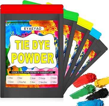 5 Color Tie Dye Powder Set, Clothing Dye, 2oz Each Non Toxic Permanent, Dye for Clothes, Fabric Dye for Kids Women for Homemade Party Creative Group Activities DIY Gift 5 Colors, 2 Ounce